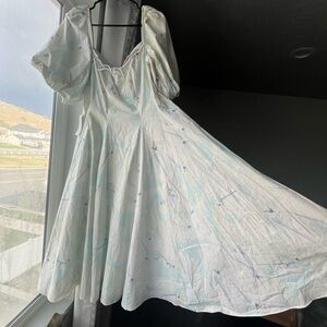 Selkie “The Last Unicorn” White and Light Blue Midi Dress